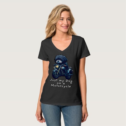 Cute Havanese riding on a motorcycle Christmas T-Shirt (Vorderseite Vollansicht)