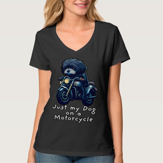 Cute Havanese riding on a motorcycle Christmas T-Shirt (Vorderseite)