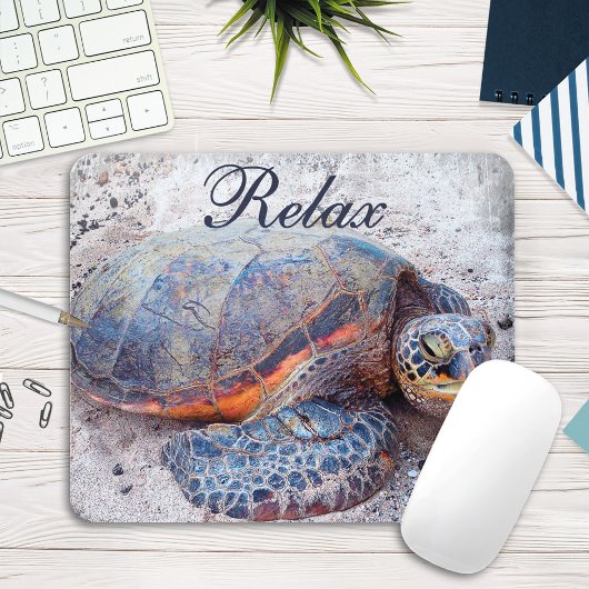 Cute Hawaiian Honu Sea Turtle Foto relax Quote Mousepad