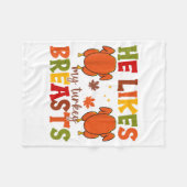 Cute He Likes My Turkey Breasts Couple Matching Th Fleecedecke (Vorderseite (Horizontal))