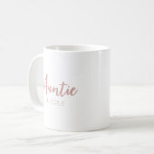Cute Heart Auntie Personalized Pink Taupe Kaffeetasse (Vorderseite Links)