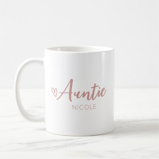 Cute Heart Auntie Personalized Pink Taupe Kaffeetasse (Links)