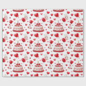 Cute Heart Birthday, Valentine Celebration Pattern Geschenkpapier (Flach)
