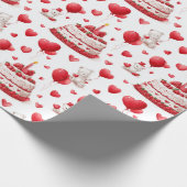 Cute Heart Birthday, Valentine Celebration Pattern Geschenkpapier (Ecke)