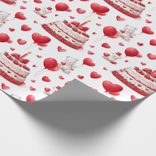Cute Heart Birthday, Valentine Celebration Pattern Geschenkpapier (Ecke)