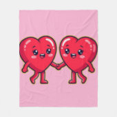 Cute Heart Characters Holding Hands Fleecedecke (Vorderseite)