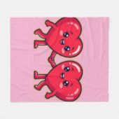 Cute Heart Characters Holding Hands Fleecedecke (Vorderseite (Horizontal))