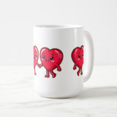Cute Heart Characters Holding Hands Kaffeetasse (VorderseiteRechts)