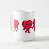 Cute Heart Characters Holding Hands Kaffeetasse (Vorderseite Links)
