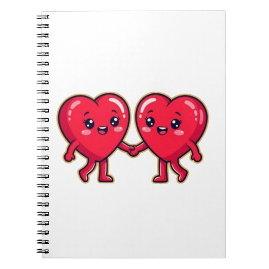 Cute Heart Characters Holding Hands Notizblock (Vorderseite)