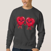Cute Heart Characters Holding Hands Sweatshirt (Vorderseite)