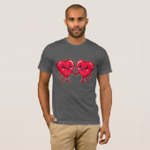 Cute Heart Characters Holding Hands T-Shirt (Vorne ganz)