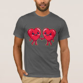 Cute Heart Characters Holding Hands T-Shirt (Vorderseite)