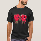 Cute Heart Characters Holding Hands T-Shirt (Vorderseite)