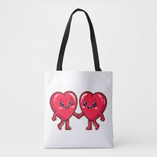 Cute Heart Characters Holding Hands Tasche (Vorderseite)