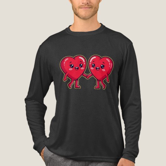 Cute Heart Characters Holding Hands Tri-Blend Shirt (Vorderseite)