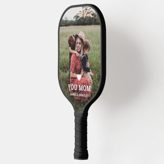 Cute HEART LOVE YOU MOM Mother's Day Photo Pickleball Schläger (Links)