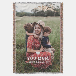 Cute HEART LOVE YOU MUM Mother's Day Photo Decke