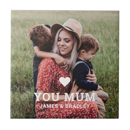 Cute HEART LOVE YOU MUM Mother's Day Photo Fliese (Vorderseite)