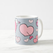 Cute heart motifs on grey kaffeetasse (VorderseiteRechts)