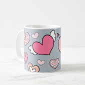 Cute heart motifs on grey kaffeetasse (Vorderseite Links)