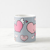 Cute heart motifs on grey kaffeetasse (Mittel)