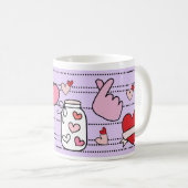 Cute Heart Motifs on Purple Kaffeetasse (VorderseiteRechts)