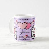 Cute Heart Motifs on Purple Kaffeetasse (Vorderseite Links)