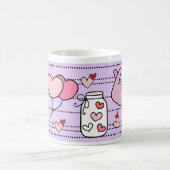 Cute Heart Motifs on Purple Kaffeetasse (Mittel)
