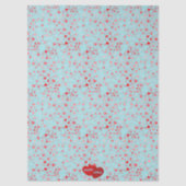 Cute Heart Pattern Aqua & Pink Red Name Seidenpapier (Vorderseite)