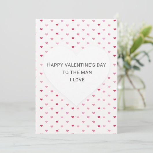 Cute Heart Pattern Romantic Valentine's Day Card (Stehend Vorderseite)
