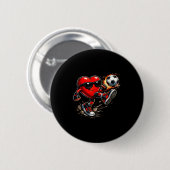 Cute Heart Playing Soccer Valentines Day Soccer Bo Button (Vorne & Hinten)
