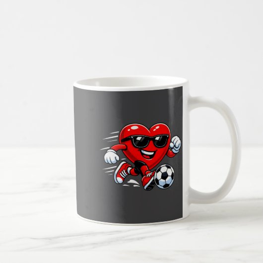 Cute Heart Playing Soccer Valentines Day Soccer Bo Kaffeetasse (Rechts)