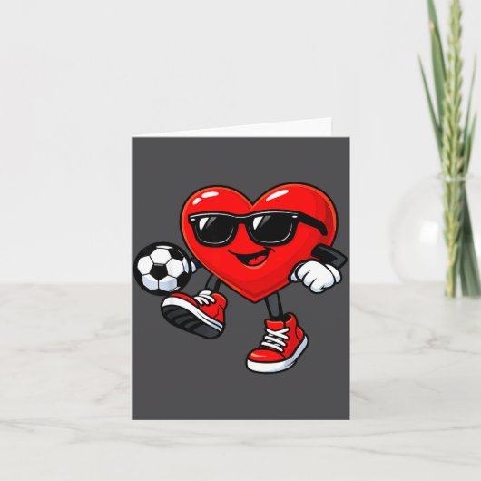 Cute Heart Playing Soccer Valentines Day Soccer Bo Karte (Vorderseite)