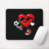 Cute Heart Playing Soccer Valentines Day Soccer Bo Mousepad (Mit Mouse)