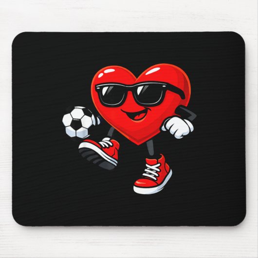 Cute Heart Playing Soccer Valentines Day Soccer Bo Mousepad (Vorne)