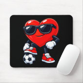 Cute Heart Playing Soccer Valentines Day Soccer Bo Mousepad (Mit Mouse)