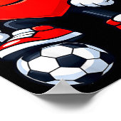 Cute Heart Playing Soccer Valentines Day Soccer Bo Poster (Ecke)