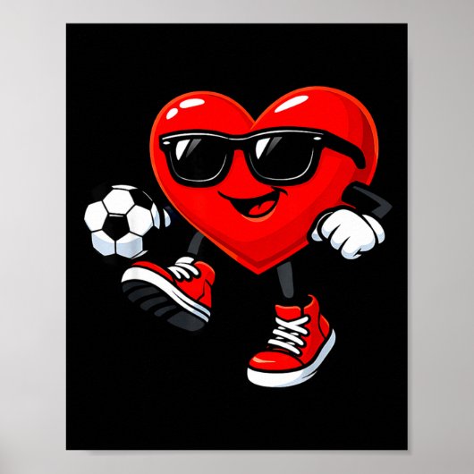 Cute Heart Playing Soccer Valentines Day Soccer Bo Poster (Vorne)
