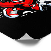 Cute Heart Playing Soccer Valentines Day Soccer Bo Poster (Ecke)