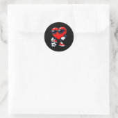 Cute Heart Playing Soccer Valentines Day Soccer Bo Runder Aufkleber (Tasche)