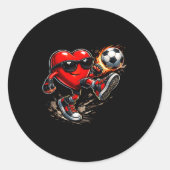 Cute Heart Playing Soccer Valentines Day Soccer Bo Runder Aufkleber (Vorderseite)