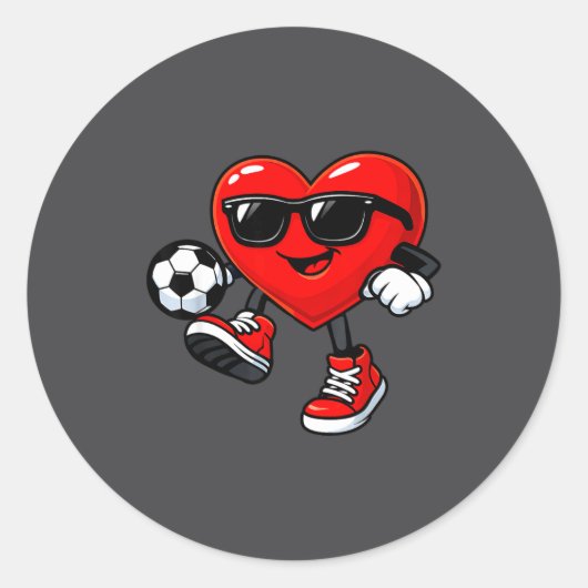 Cute Heart Playing Soccer Valentines Day Soccer Bo Runder Aufkleber (Vorderseite)