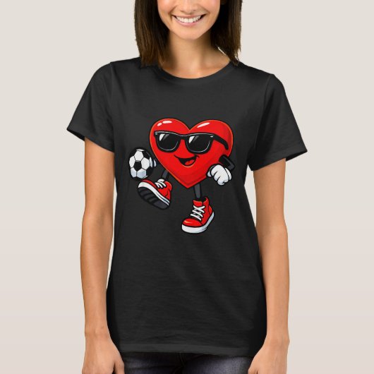 Cute Heart Playing Soccer Valentines Day Soccer Bo T-Shirt (Vorderseite)