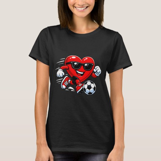 Cute Heart Playing Soccer Valentines Day Soccer Bo T-Shirt (Vorderseite)