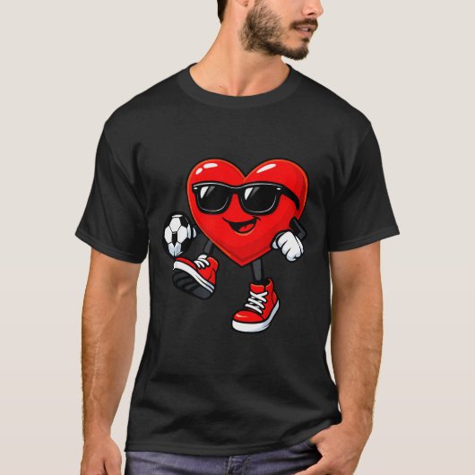 Cute Heart Playing Soccer Valentines Day Soccer Bo T-Shirt (Vorderseite)