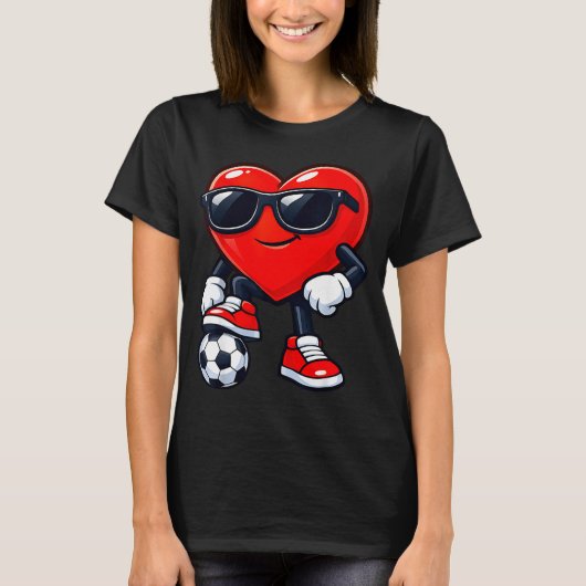 Cute Heart Playing Soccer Valentines Day Soccer Bo T-Shirt (Vorderseite)