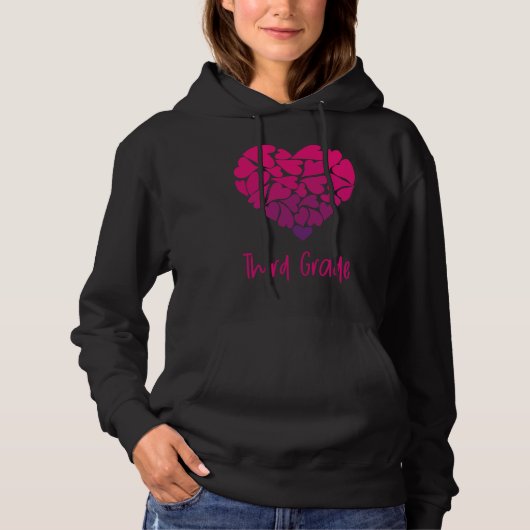 Cute Heart Valentines Day Third Grade Hoodie (Vorderseite)