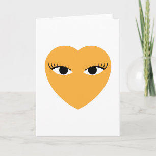 Cute Heart with Eyes on White Card Karte