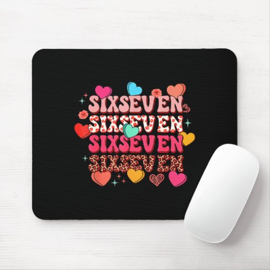 Cute Hearts 67 Meme Six Seven Gen Alpha Slang 6 7  Mousepad (Mit Mouse)